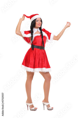 beautiful girl dressed as Santa