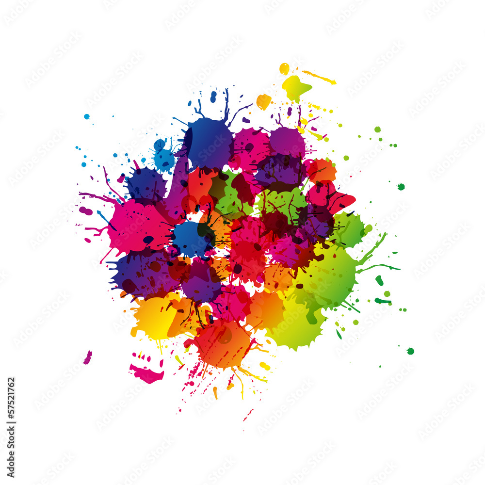 Colored splashes in abstract shape