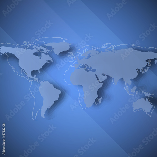 World vector map with realistic drop shadow 