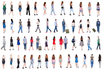 collection " back view of walking people ".