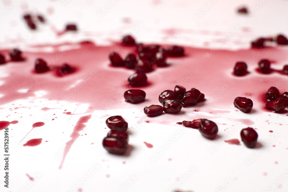 Red pomegranate fruit seeds and juice Red pomegranate fruit seeds and juice