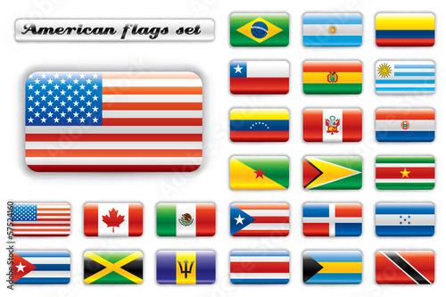 Extra glossy flags set - America