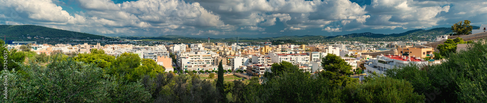 Panoramic view of Eivissa center. Ibiza, Spain