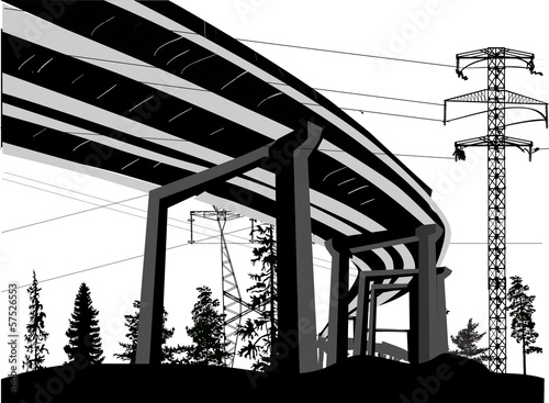 trestle bridge and pylons illustration