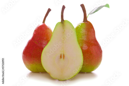 Fresh pears isolated on white background.