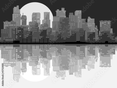 Abstract illustration of big city at night.