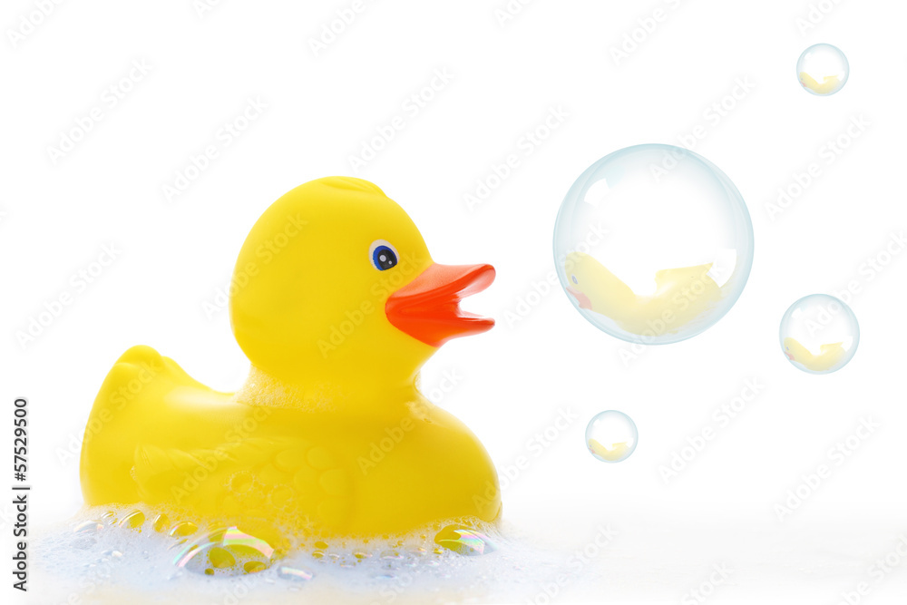 Yellow rubber duck in bath foam Yellow rubber duck in bath foam