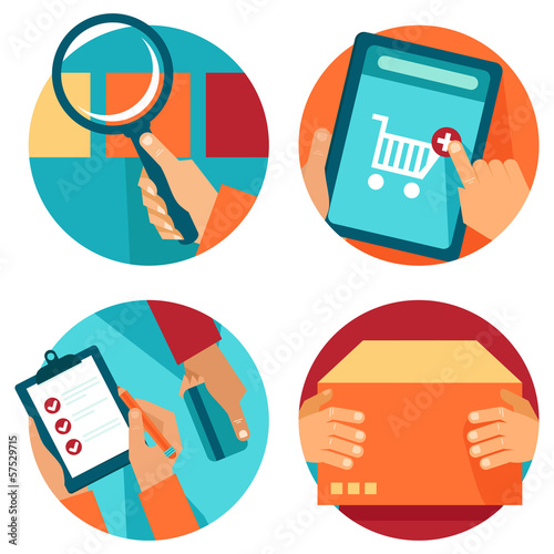 Vector internet shopping icons in flat style