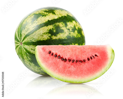 Watermelon and Slice Isolated on White Background