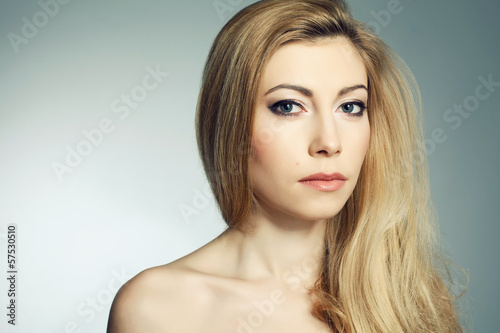 Portrait of a beautiful young blonde woman with a great make-up