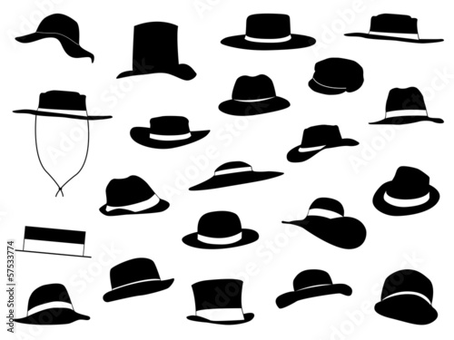 Old and new hats set illustrated on white