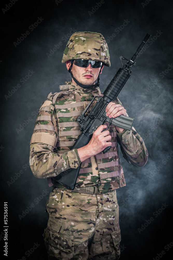 Modern soldier with rifle Modern soldier with rifle