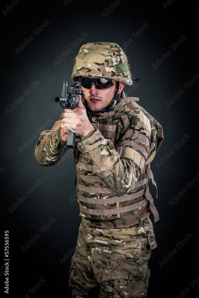 Modern soldier with rifle Modern soldier with rifle
