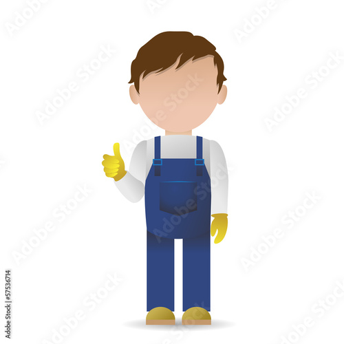 Very Detailed Drawn Transport Worker - Isolated On White