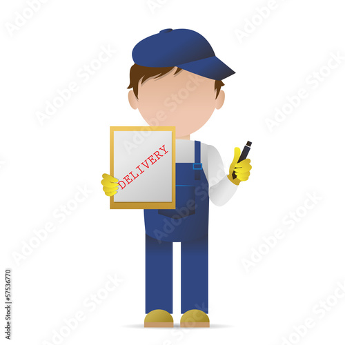 Very Detailed Drawn Transport Worker - Isolated On White