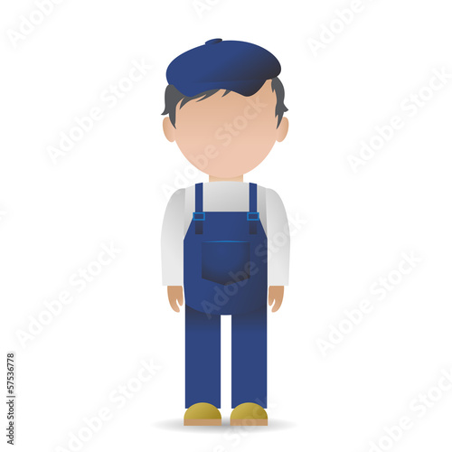 Very Detailed Drawn Transport Worker - Isolated On White
