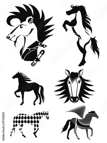 silhouettes of horses. set 4