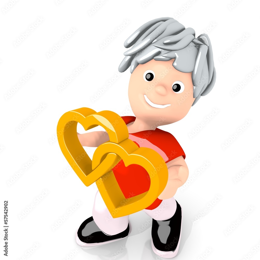 two hearts icon carried by a cute boy two hearts icon carried by a cute boy