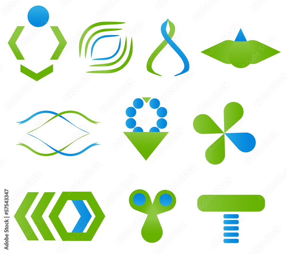 logo graphic elements blue green - obrazy, fototapety, plakaty 