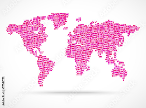 Mosaik pink world map illustration