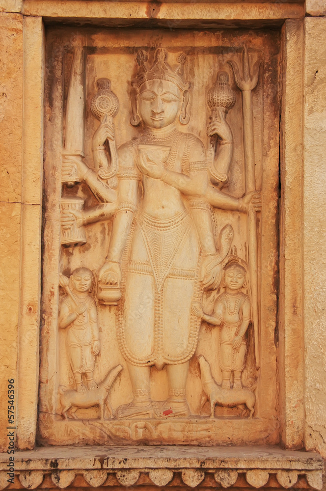 Decorative carvings on the wall, Raniji ki Baori, Bundi, Rajasth Decorative carvings on the wall, Raniji ki Baori, Bundi, Rajasth