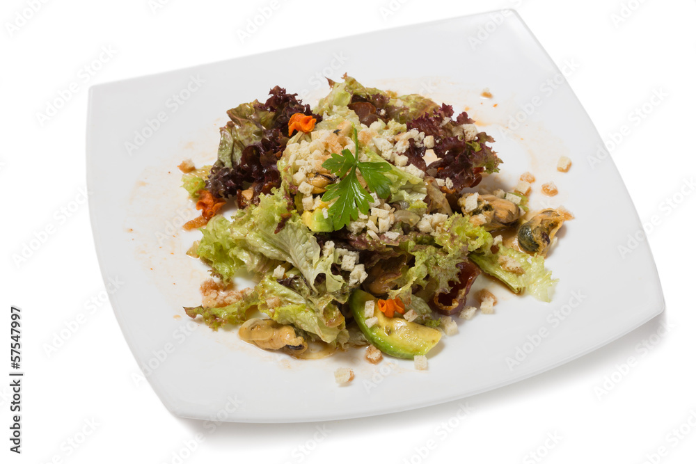 Salad with vegetables with clams Salad with vegetables with clams