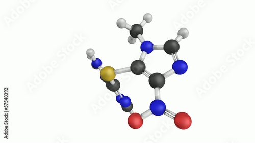 Azathioprine immunosuppressive drug, chemical structure photo