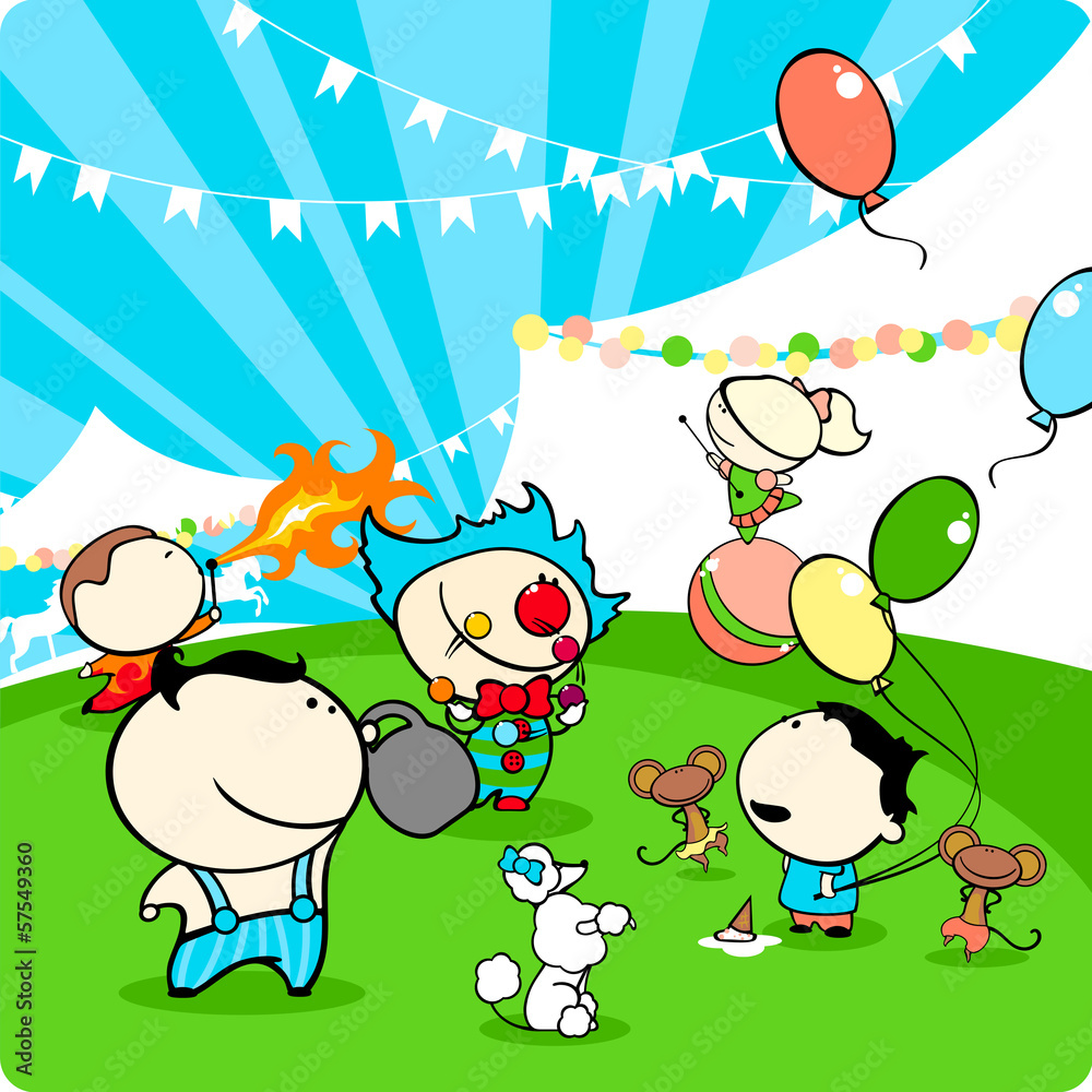 Naklejka premium Boy watching circus performance