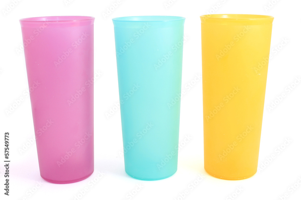 Colorful long plastic cups