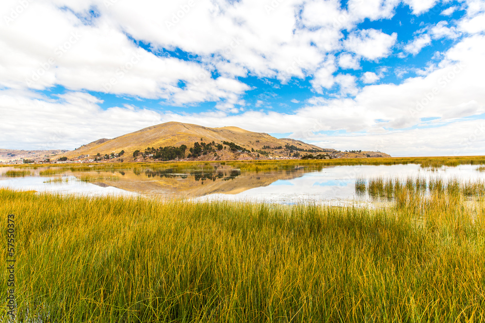 Obraz premium Lake Titicaca,South America, located on border of Peru