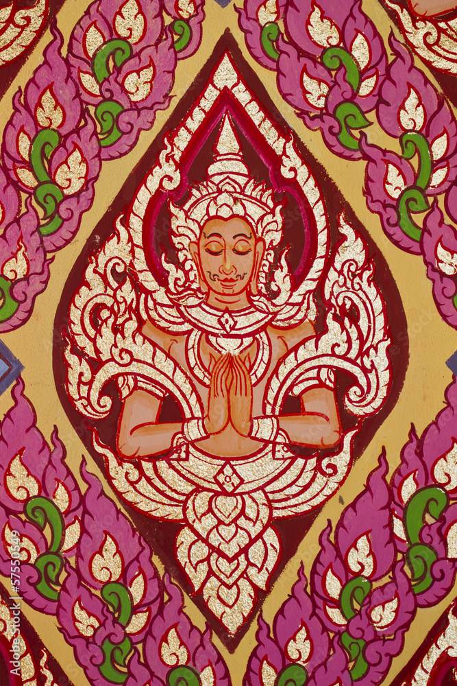Obraz premium Mural Buddhist art in Thai temple, Thailand