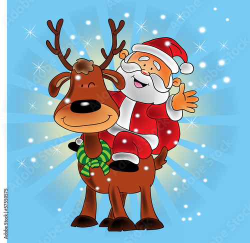 Santa Claus riding a reindeer