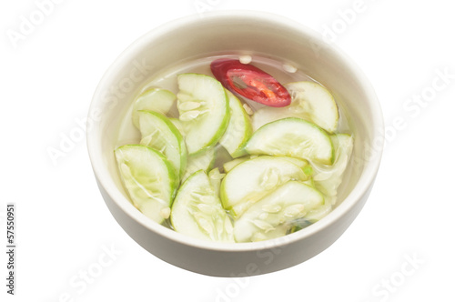 Islamic dish made of cucumber slices and onions in vinegar.