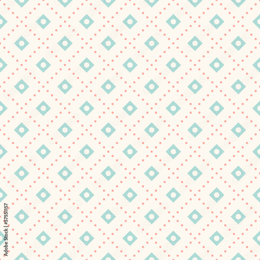 Vector seamless retro pattern, polka dot with rhombus