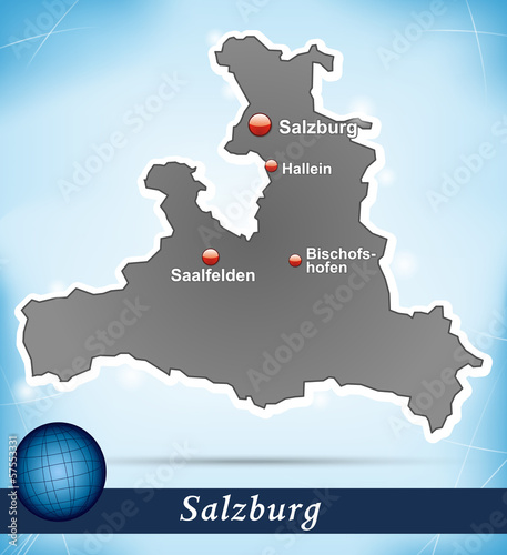 Inselkarte von salzburg Abstrakter Hintergrund in Blau
