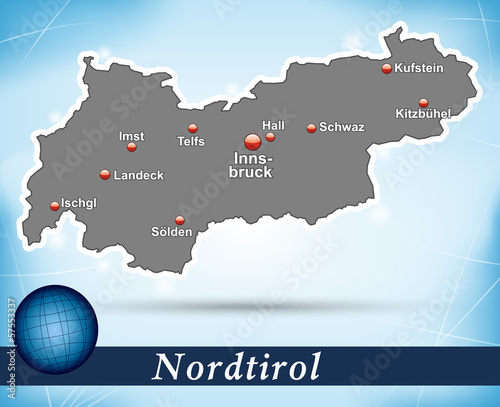 Inselkarte von tirol Abstrakter Hintergrund in Blau