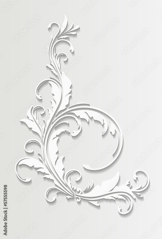 Paper floral corner in cut of paper style Paper floral corner in cut of paper style