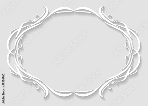 Paper oval frame in cut of paper style