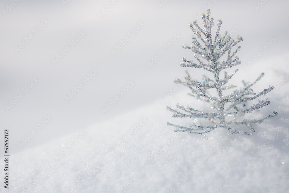 Silver Christmas decoration on snow