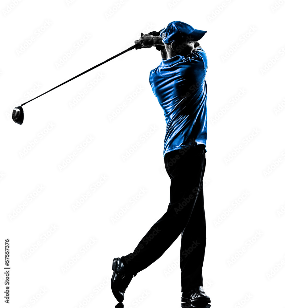 man golfer golfing golf swing silhouette Photos | Adobe Stock