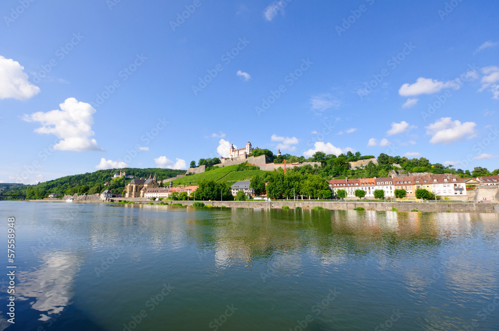 The Marienberg fortress and the Main river in Würzburg, Germany