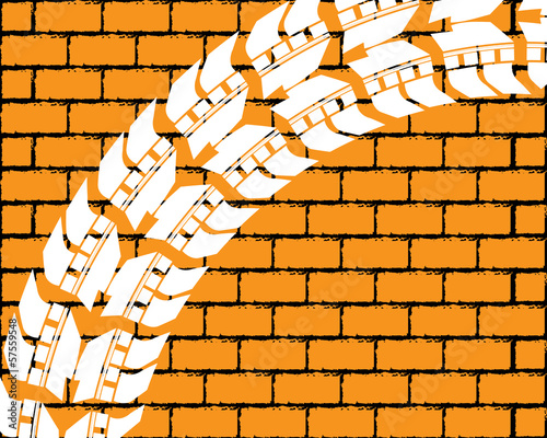 brick wall with tire design