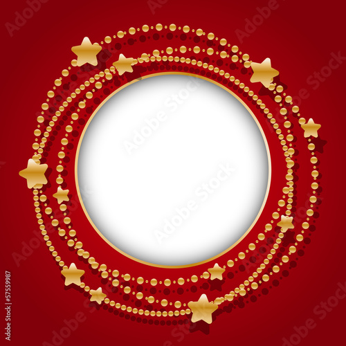 Round frame with Christmas golden garland