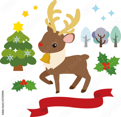 トナカイとクリスマスツリー