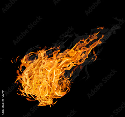 large fireball with smoke on black