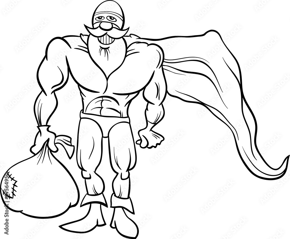 super hero santa coloring page