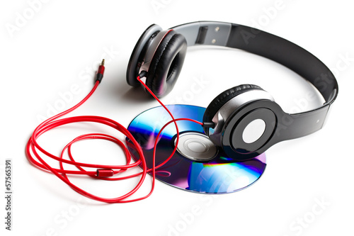 black headphones with cd