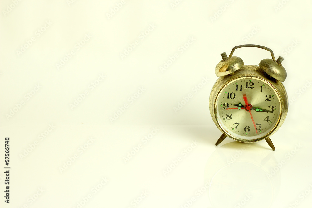 Old alarm clock isolated on white background Old alarm clock isolated on white background