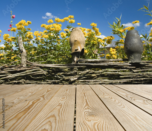 Empty wooden table in the c...