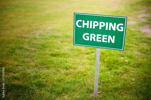 Chipping green sign, the golf course
